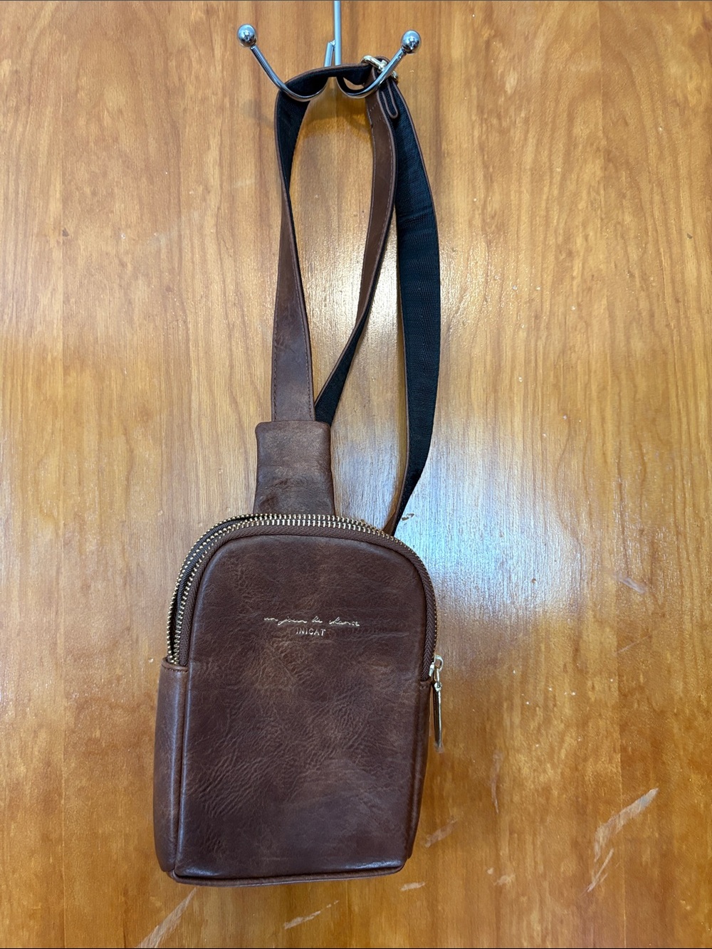 Inicat Women's Brown Leather Crossbody Sling Bag